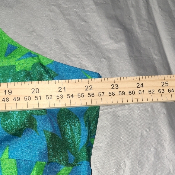 2 Piece Matching Set Capri Tank Top Tropical Palm Print Royal Blue Green Resort - Picture 6 of 16